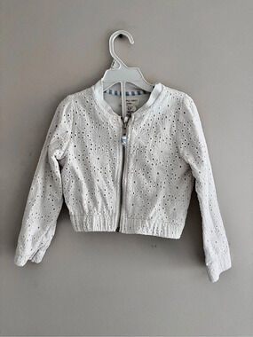 Happily Grey Girls 4T White Eyelet Jacket Like New